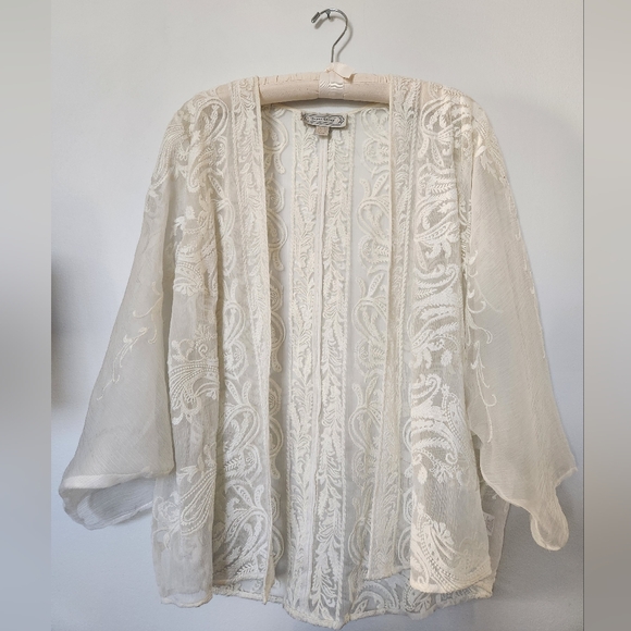 Anthropologie Tops - Ivory Embroidered Lace Sheer Cover Up